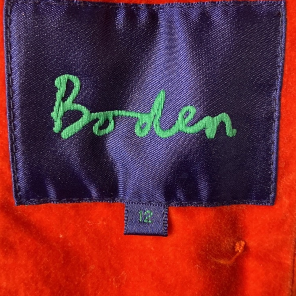 BODEN ORANGE VELVET 3 BUTTON BLAZER SZ 12 - Picture 8 of 11